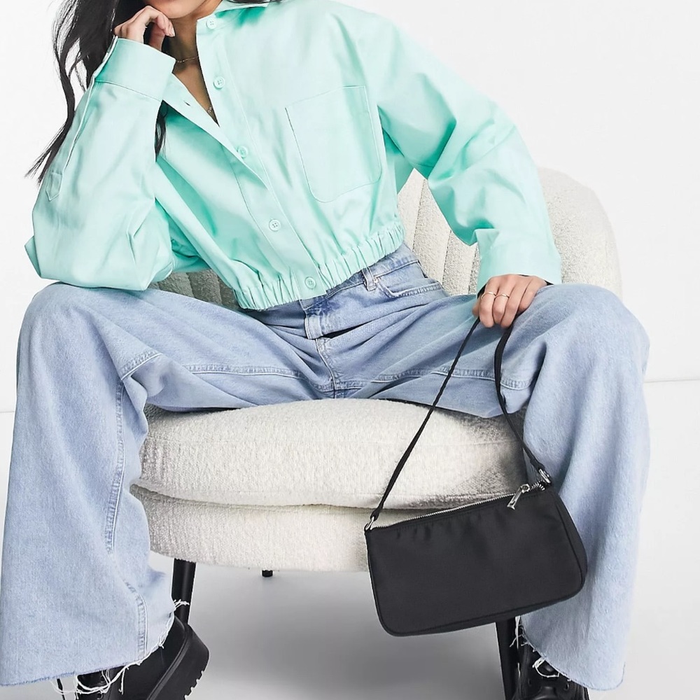 ASOS DESIGN Mint Cropped Shirt Jacket - Picture 2 of 14